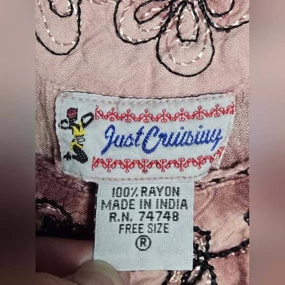 Vintage Just Cruising Embroidered Boho Festival Tie Dye Tunic, Free Size - Picture 3 of 3